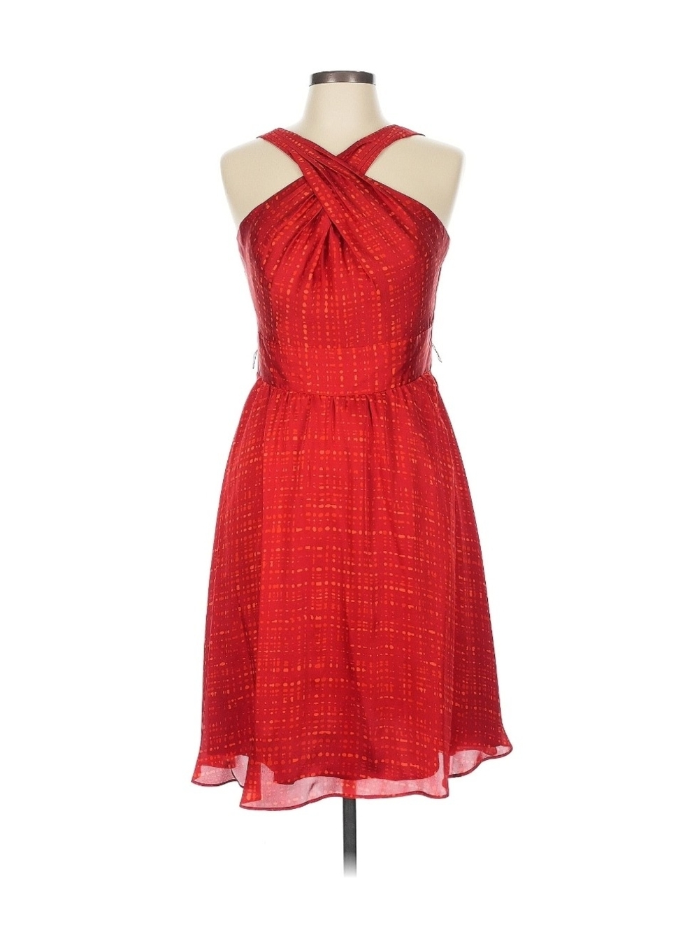 White House Black Market Red One-Shoulder Fit & Flare Cocktail Dress